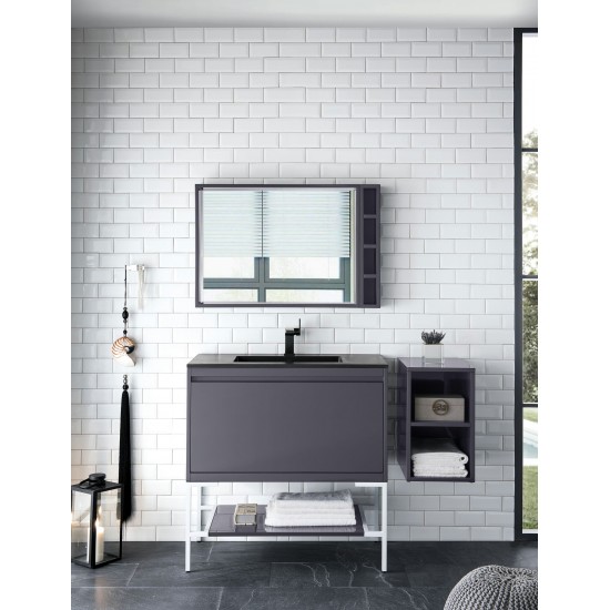 Milan 35.4" Single Vanity Modern Grey White w/Charcoal Black Composite Top