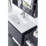 Milan 35.4" Single Vanity Modern Grey Glossy Black w/Glossy White Composite Top