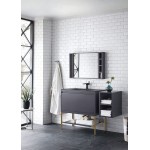 Milan 35.4" Single Vanity Modern Grey Radiant Gold, Charcoal Black Composite Top