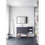 Milan 35.4" Single Vanity Modern Grey Radiant Gold w/ White Composite Top