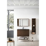 Milan 35.4" Single Vanity Mid Century Walnut Nickel w/ Black Composite Top