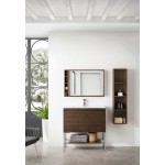 Milan 35.4" Single Vanity Mid Century Walnut Nickel w/Glossy White Composite Top