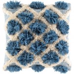 Surya Edric Blue Pillow Shell With Down Insert 18"H X 18"W