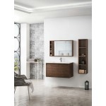 Milan 35.4" Single Vanity, Mid Century Walnut w/Glossy White Composite Top