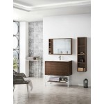 Milan 35.4" Single Vanity Mid Century Walnut White w/ White Composite Top
