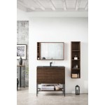 Milan 35.4" Single Vanity Mid Century Walnut Black, Charcoal Black Composite Top