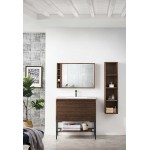 Milan 35.4" Single Vanity Mid Century Walnut Black w/Glossy White Composite Top