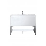 Milan 47.3" Single Vanity Glossy White Nickel w/Glossy White Composite Top