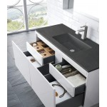 Milan 47.3" Single Vanity Cabinet, Glossy White w/Charcoal Black Composite Top