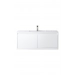 Milan 47.3" Single Vanity Cabinet, Glossy White w/Glossy White Composite Top