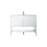 Milan 47.3" Single Vanity Glossy White Glossy White w/Glossy White Composite Top