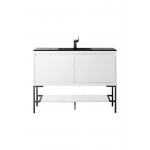 Milan 47.3" Single Vanity Glossy White Black w/Charcoal Black Composite Top