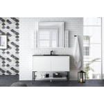 Milan 47.3" Single Vanity Glossy White Black w/Charcoal Black Composite Top