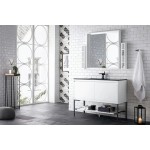 Milan 47.3" Single Vanity Glossy White Black w/Charcoal Black Composite Top