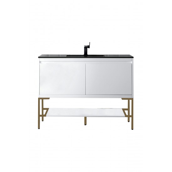 Milan 47.3" Single Vanity White Radiant Gold w/Charcoal Black Composite Top