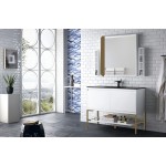 Milan 47.3" Single Vanity White Radiant Gold w/Charcoal Black Composite Top