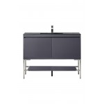 Milan 47.3" Single Vanity Modern Grey Nickel w/Charcoal Black Composite Top