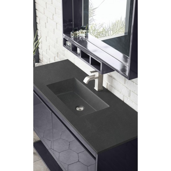 Milan 47.3" Single Vanity Modern Grey Nickel w/Charcoal Black Composite Top