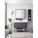 Milan 47.3" Single Vanity Modern Grey Glossy Nickel w/Glossy White Composite Top