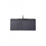 Milan 47.3" Single Vanity, Modern Grey Glossy w/Charcoal Black Composite Top
