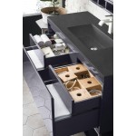 Milan 47.3" Single Vanity, Modern Grey Glossy w/Charcoal Black Composite Top