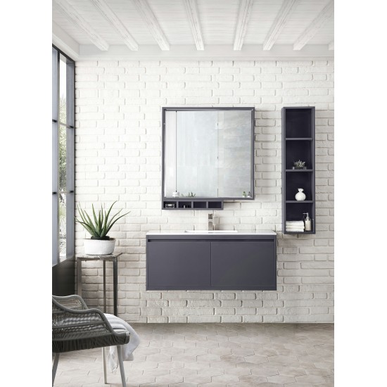 Milan 47.3" Single Vanity, Modern Grey Glossy w/Glossy White Composite Top