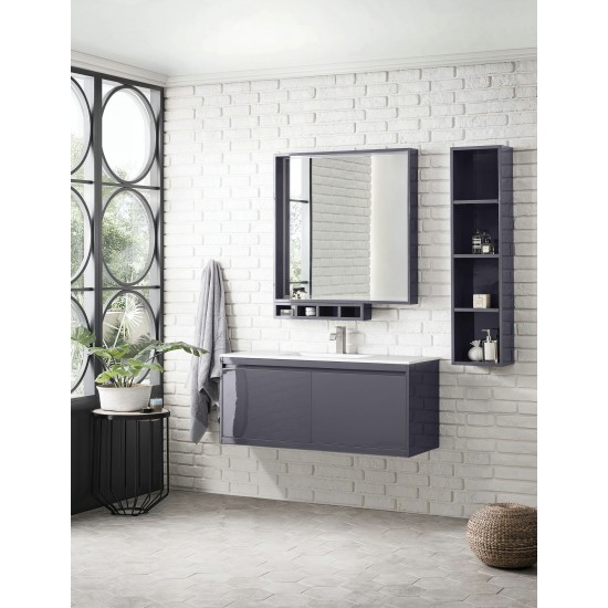 Milan 47.3" Single Vanity, Modern Grey Glossy w/Glossy White Composite Top