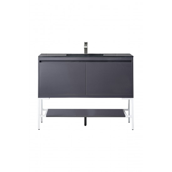 Milan 47.3" Single Vanity Modern Grey White w/Charcoal Black Composite Top