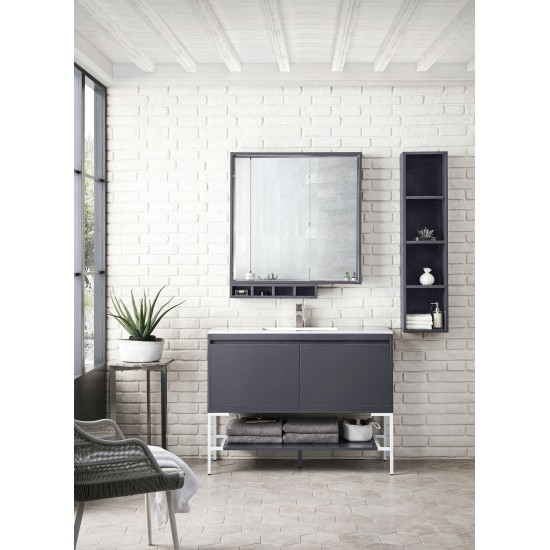 Milan 47.3" Single Vanity Modern Grey White w/ White Composite Top