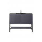 Milan 47.3" Single Vanity Modern Grey Black w/Charcoal Black Composite Top