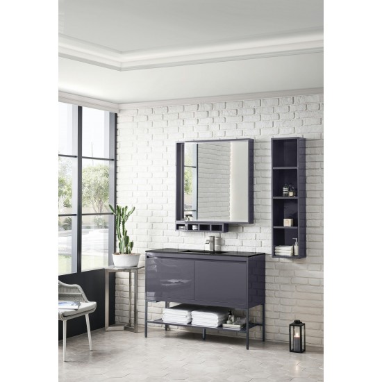 Milan 47.3" Single Vanity Modern Grey Black w/Charcoal Black Composite Top