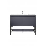 Milan 47.3" Single Vanity Modern Grey Glossy Black w/Glossy White Composite Top