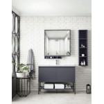 Milan 47.3" Single Vanity Modern Grey Glossy Black w/Glossy White Composite Top