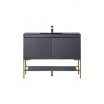 Milan 47.3" Single Vanity Modern Grey Radiant Gold, Charcoal Black Composite Top