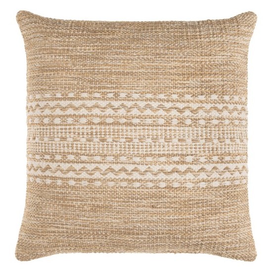 Surya Ethan Light Beige Pillow Shell With Down Insert 18"H X 18"W