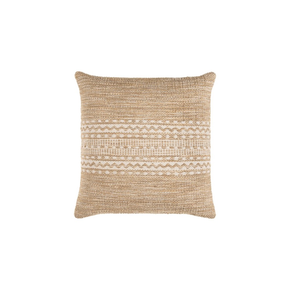 Surya Ethan Light Beige Pillow Shell With Down Insert 20"H X 20"W