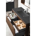 Milan 47.3" Single Vanity, Mid Century Walnut w/Charcoal Black Composite Top