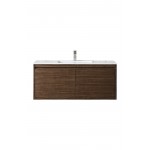 Milan 47.3" Single Vanity, Mid Century Walnut w/Glossy White Composite Top