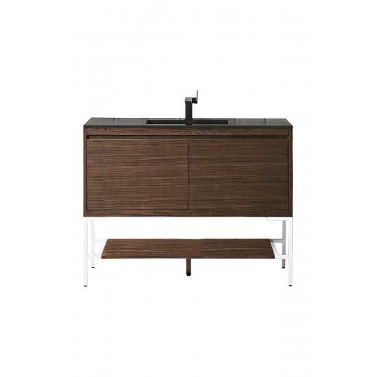 Milan 47.3" Single Vanity Mid Century Walnut White, Charcoal Black Composite Top