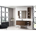 Milan 47.3" Single Vanity Mid Century Walnut Black, Charcoal Black Composite Top