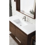 Milan 47.3" Single Vanity Mid Century Walnut Black w/Glossy White Composite Top