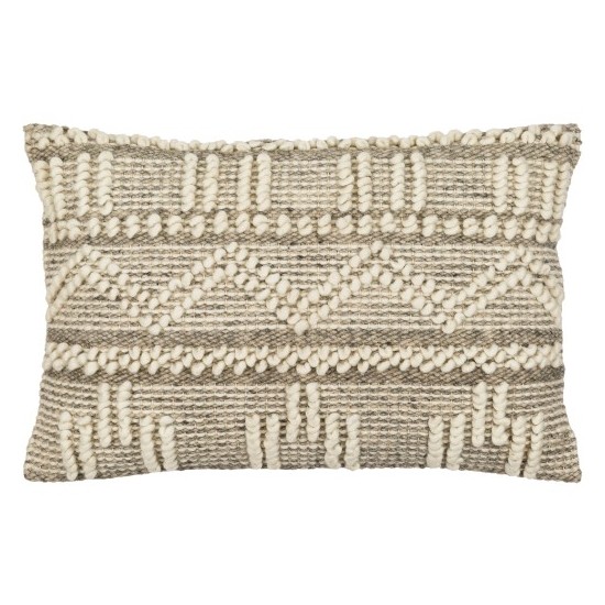 Surya Faroe Beige Pillow Shell With Down Insert 14"H X 22"W