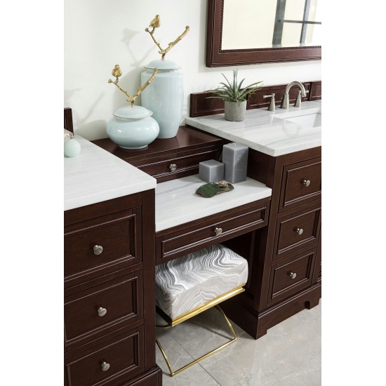 De Soto 118" Double Vanity Set Mahogany w/ 3 CM Arctic Fall Solid Surface Top