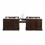 De Soto 118" Double Vanity Set Mahogany w/ 3 CM Classic White Quartz Top