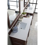 De Soto 118" Double Vanity Set Mahogany w/ 3 CM Classic White Quartz Top