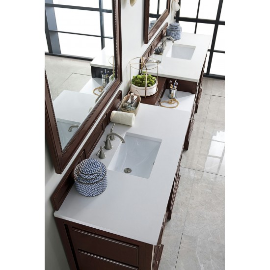 De Soto 118" Double Vanity Set Mahogany w/ 3 CM Classic White Quartz Top