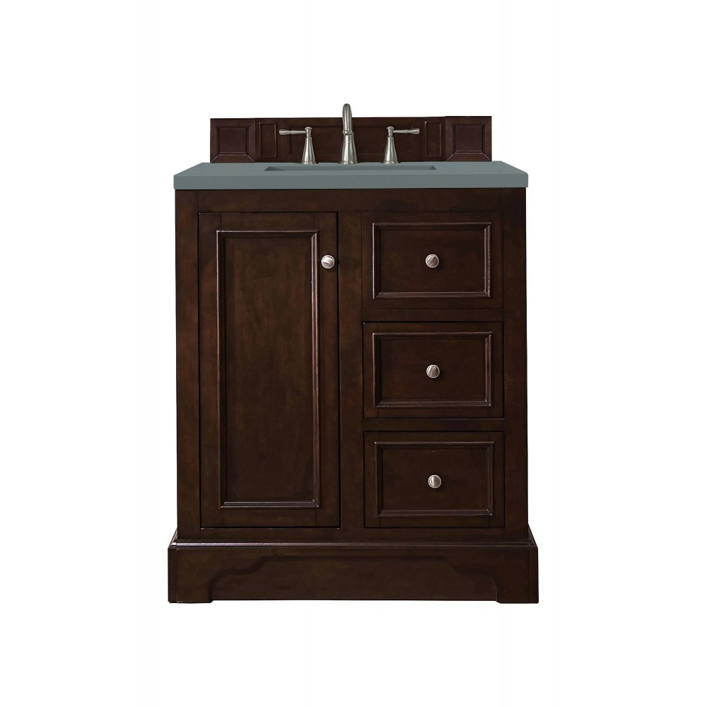 De Soto 30" Single Vanity, Burnished Mahogany w/ 3 CM Cala Blue Quartz Top