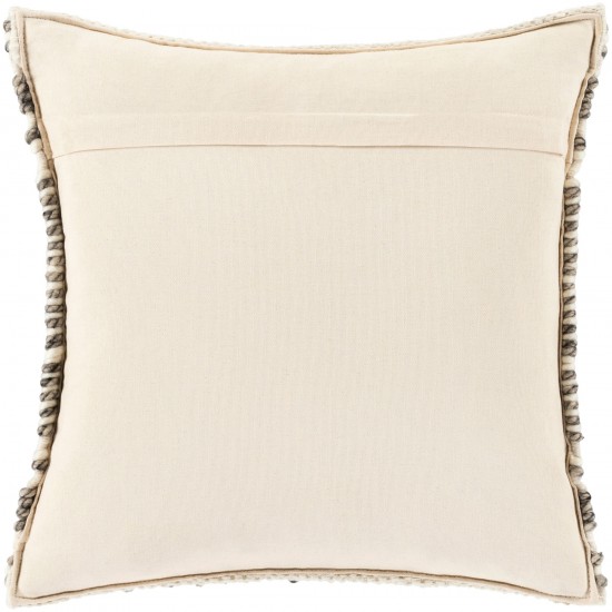 Surya Faroe Light Beige Pillow Shell With Polyester Insert 18"H X 18"W