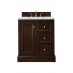 De Soto 30" Single Vanity, Burnished Mahogany w/ 3 CM Ethereal Noctis Quartz Top