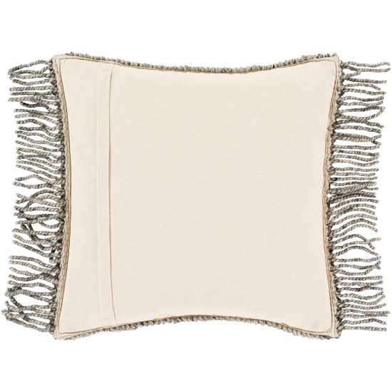 Surya Faroe Beige Pillow Shell With Down Insert 18"H X 18"W